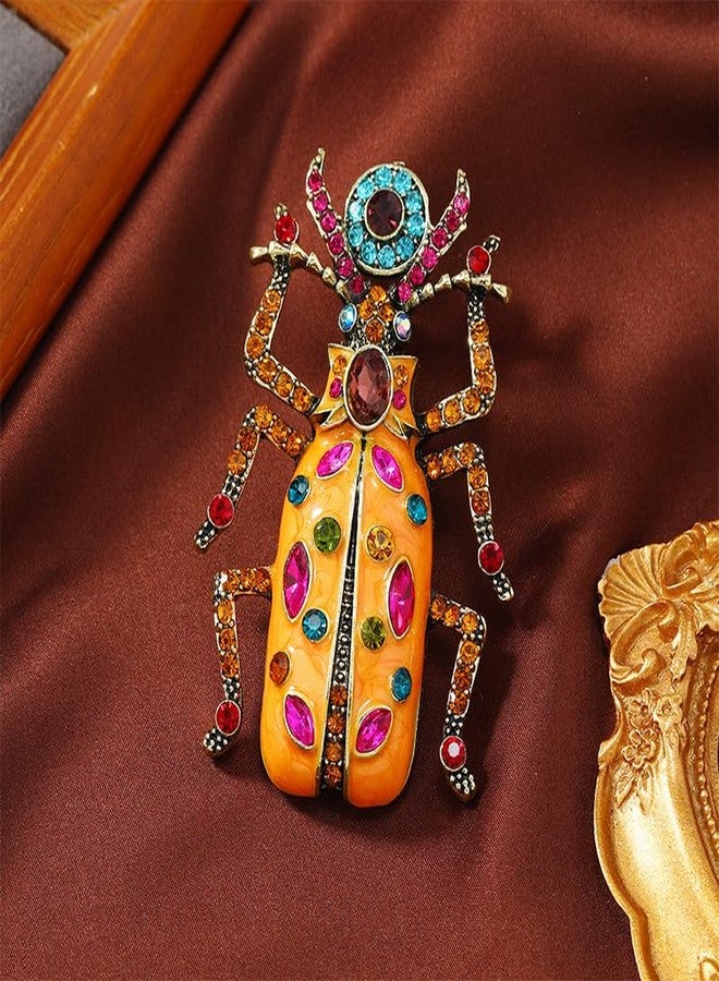 SHIDXIB 2Pcs Vintage Green Orange Elegant and Unique Sparkling Rhinestone Spider Brooch - Image 3
